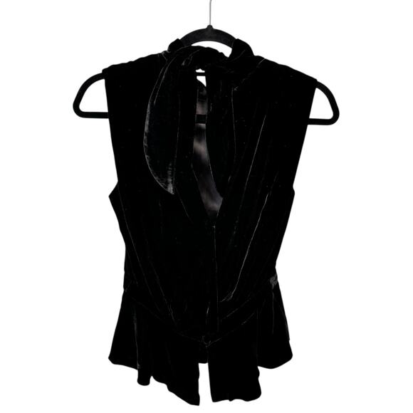 NWT Saloni Black Sleeveless High Neck Fleur Velvet Rose Applique Top Womens 6 - Picture 9 of 12